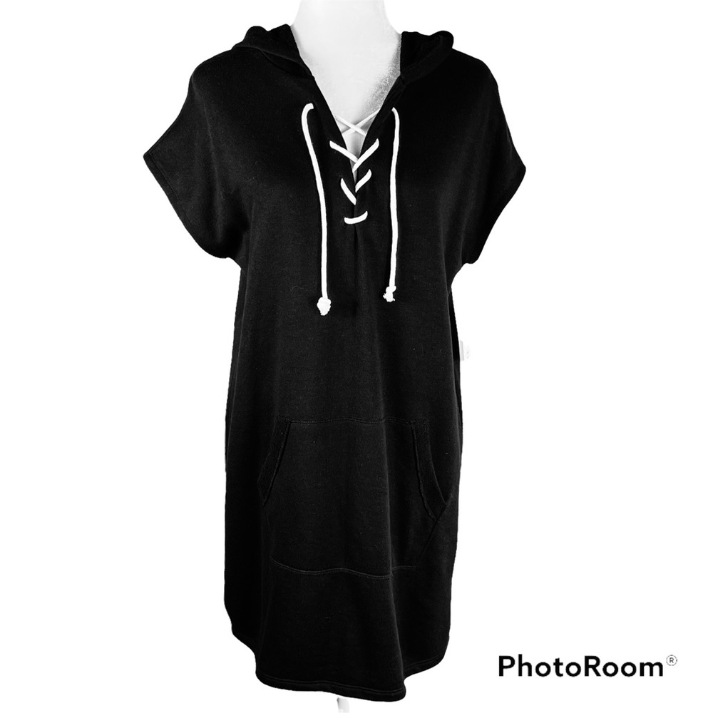 FLIRTITUDE Active Hooded French Terry Sweatshirt Dress Size Large NWT